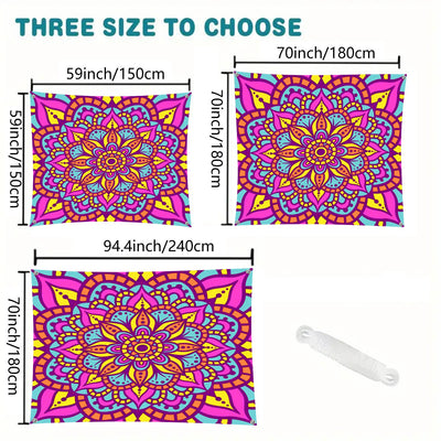 1pc QD-VIVIOS Glow-in-the-Dark UV/Blacklight Mandala Canopy Tent - UV-Activated Glow Under UV Light, Portable Sun Shade for 6-Person Outdoor Camping, Beach, Parties, Lightweight Polyester with Glow-in-the-Dark Effects (No Pol
