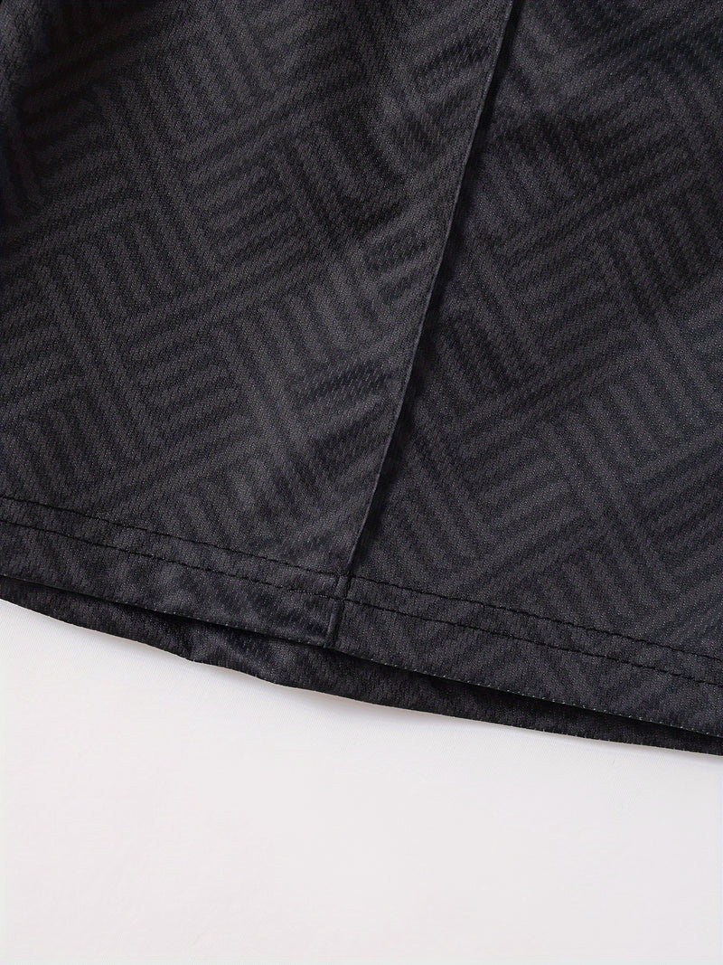 Mens 2Pcs Casual Summer Set - Breezy Short Sleeve Shirt with Matching Drawstring Shorts - Ideal for Vacation & Workout