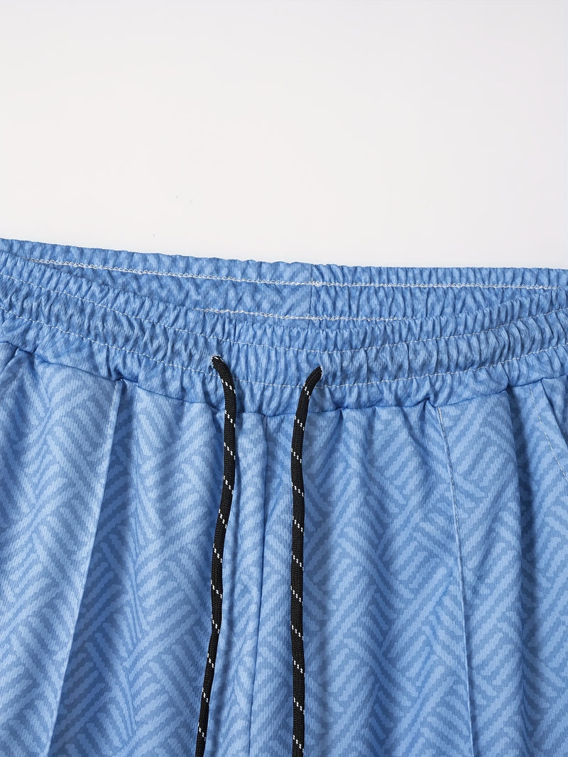 Mens 2Pcs Casual Summer Set - Breezy Short Sleeve Shirt with Matching Drawstring Shorts - Ideal for Vacation & Workout