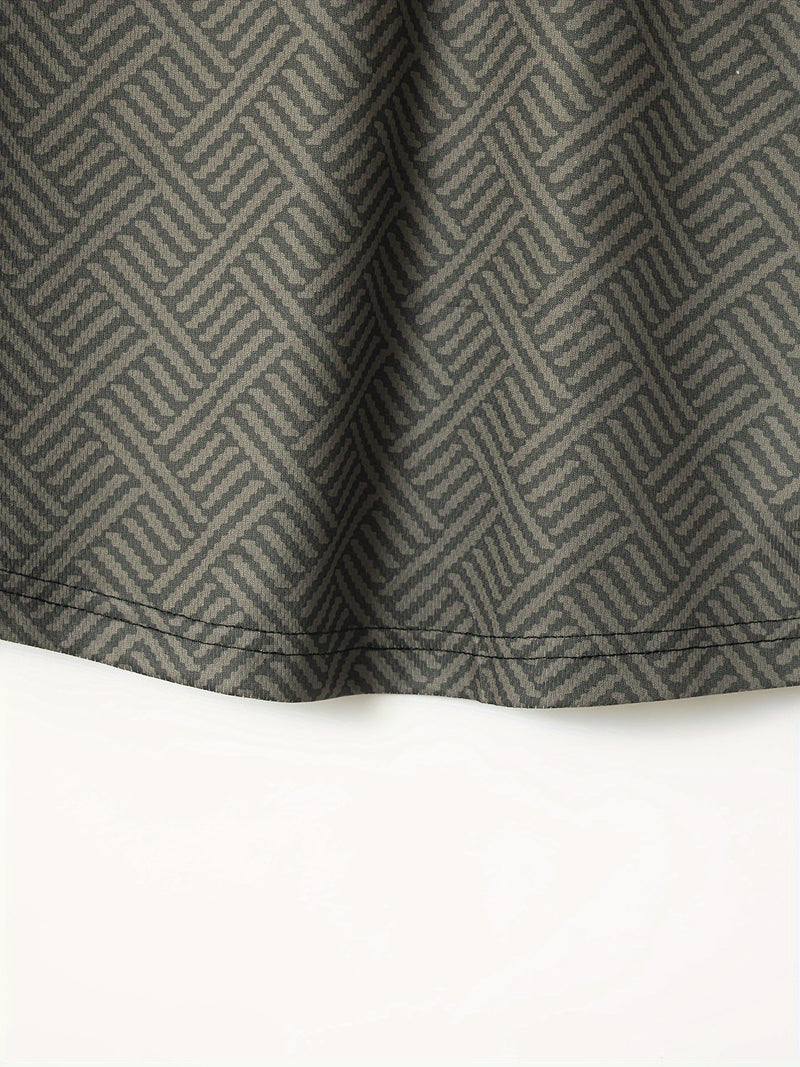 Mens 2Pcs Casual Summer Set - Breezy Short Sleeve Shirt with Matching Drawstring Shorts - Ideal for Vacation & Workout