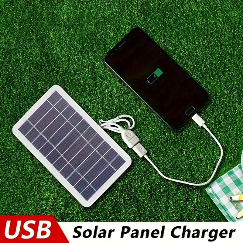 1pc Solar Portable Charging Panel Outdoor Waterproof Solar USB Charger Is Suitable For Outdoor Travel And Camping, Mobile Power, Mobile Phone Charging Bank, Flashlight, Fan