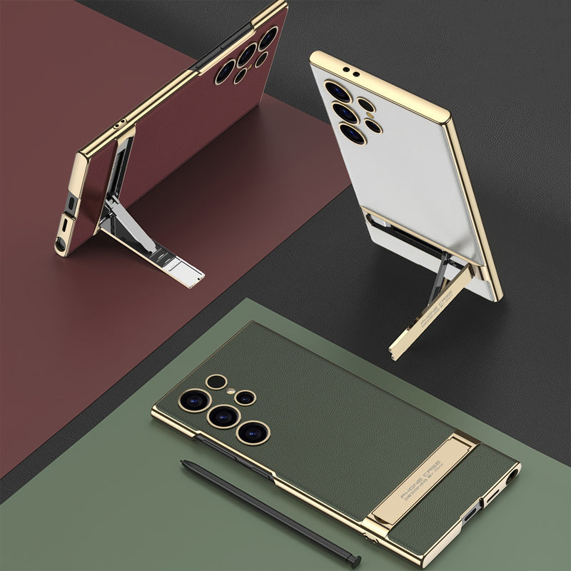 Artificial Leather Bracket Mobile Phone Case Protective Case For Samsung S24Ultra