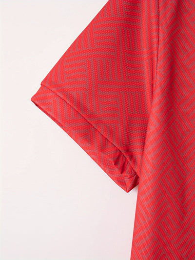 Mens 2Pcs Casual Summer Set - Breezy Short Sleeve Shirt with Matching Drawstring Shorts - Ideal for Vacation & Workout