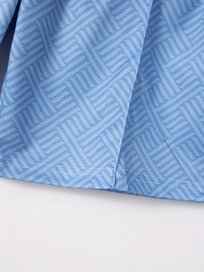 Mens 2Pcs Casual Summer Set - Breezy Short Sleeve Shirt with Matching Drawstring Shorts - Ideal for Vacation & Workout