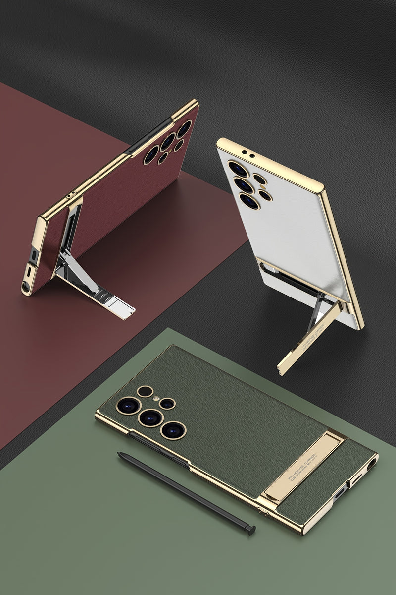 Artificial Leather Bracket Mobile Phone Case Protective Case For Samsung S24Ultra