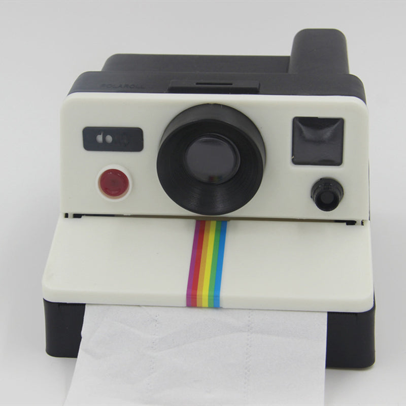 1pc Toilet Paper Holder With Shelf, Retro Film Camera Shape Tissue Boxes, Punch-free Tissue Rack With Mobile Phone Frame, Toilet Accessories, Bathroom Organizers & Storage