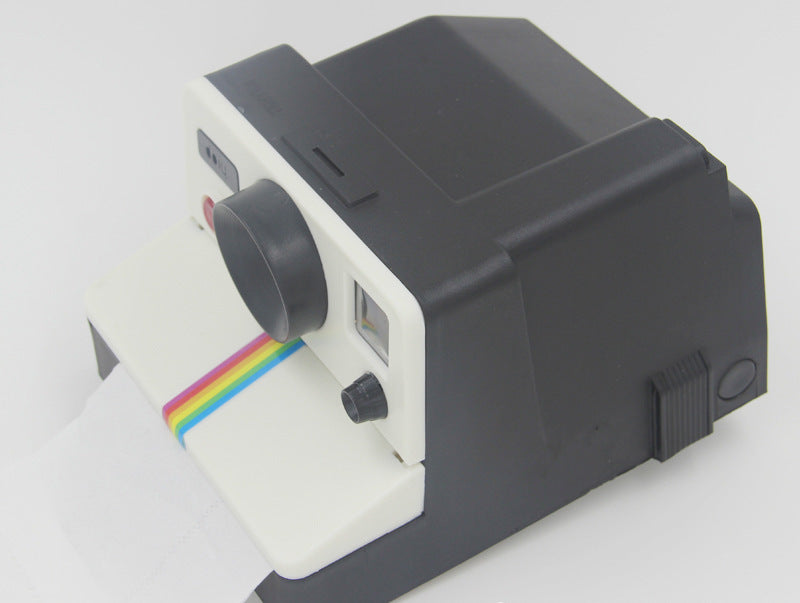 1pc Toilet Paper Holder With Shelf, Retro Film Camera Shape Tissue Boxes, Punch-free Tissue Rack With Mobile Phone Frame, Toilet Accessories, Bathroom Organizers & Storage