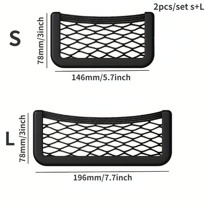 2pcs Car RV Storage Net Pocket Car Storage Bag Car Adhesive Net Pocket Mobile Holder Car Accessories 3.15inch * 15 8cm * 7.87inch Universal
