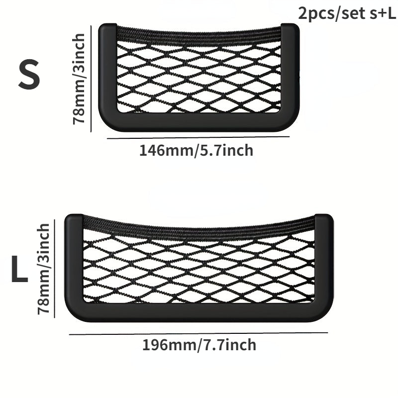 2pcs Car RV Storage Net Pocket Car Storage Bag Car Adhesive Net Pocket Mobile Holder Car Accessories 3.15inch * 15 8cm * 7.87inch Universal
