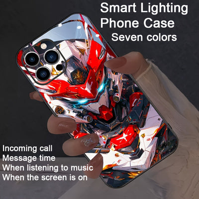 Cool Red Mecha Colorful Intelligent Voice-Controlled Luminous Mobile Phone Case Suitable for S24 Ultra/S22 Ultra/S23 Ultra/S21 Ultra/ip16promax/ip15promax/ip14promax/ip13promax Intelligent Luminous Voice-Controlled Mobile Pho