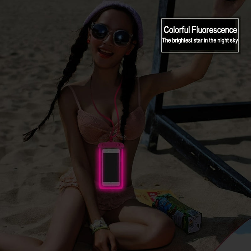 Glow-in-the-Dark Waterproof Phone Pouch for Swimming and Diving - Universal Sealed Dry Bag for Mobile Phones