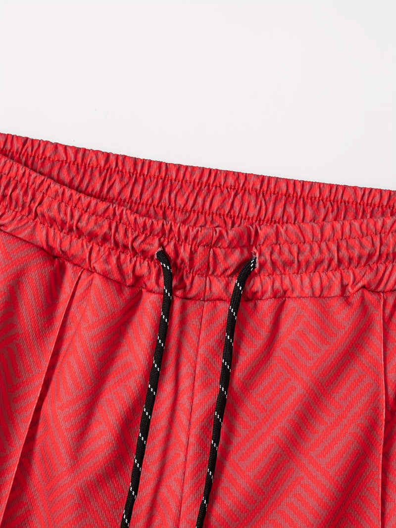 Mens 2Pcs Casual Summer Set - Breezy Short Sleeve Shirt with Matching Drawstring Shorts - Ideal for Vacation & Workout