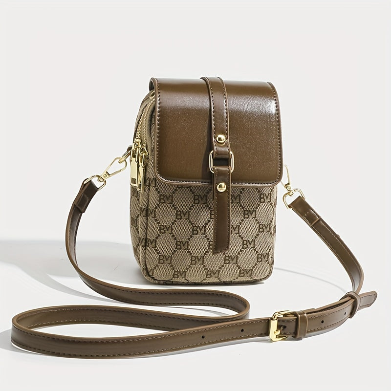 Retro Letter Pattern Crossbody Bag, Women&