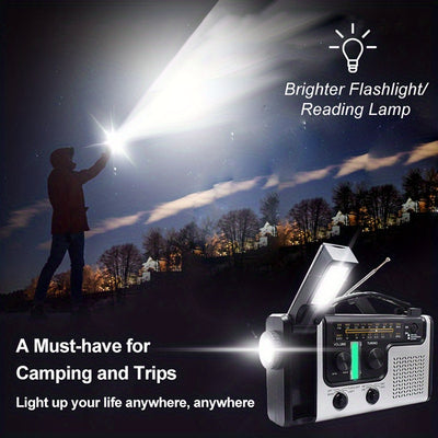 Solar Hand Crank Emergency Radio AM/FM/SW Multi-band With Flashlight, Reading Light, Siren, Mobile Phone Charging Function
