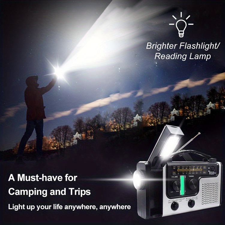 Solar Hand Crank Emergency Radio AM/FM/SW Multi-band With Flashlight, Reading Light, Siren, Mobile Phone Charging Function