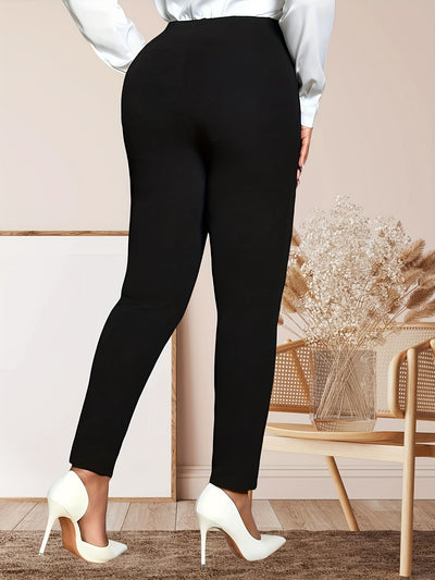 [Pearl Pants] Elegant High-Waisted Plus Size Flared Leg Pants | Women's Pearl-Embellished Elastic Waist Spring-Summer Fashion