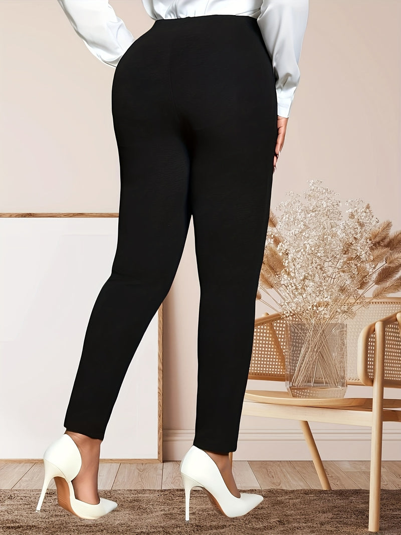 [Pearl Pants] Elegant High-Waisted Plus Size Flared Leg Pants | Women&