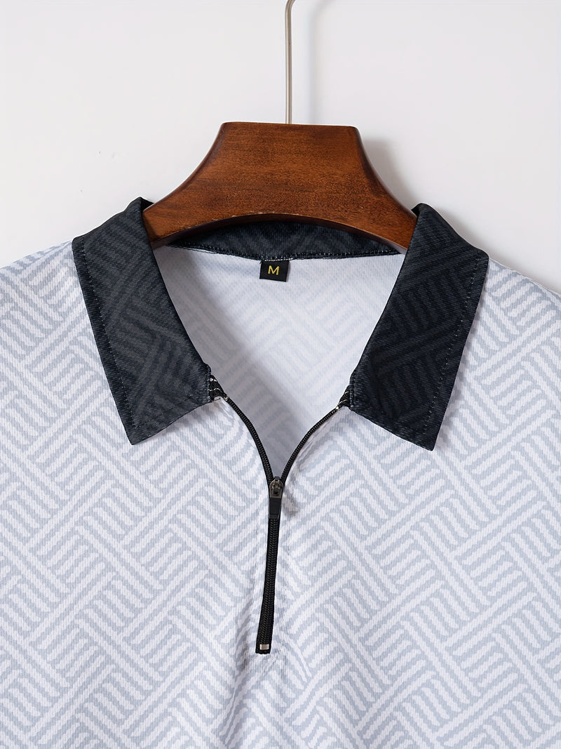 Mens 2Pcs Casual Summer Set - Breezy Short Sleeve Shirt with Matching Drawstring Shorts - Ideal for Vacation & Workout