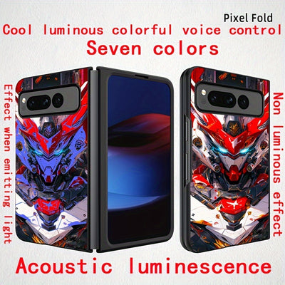 Cool Red Mecha Colorful Intelligent Voice-Controlled Luminous Mobile Phone Case Suitable for S24 Ultra/S22 Ultra/S23 Ultra/S21 Ultra/ip16promax/ip15promax/ip14promax/ip13promax Intelligent Luminous Voice-Controlled Mobile Pho