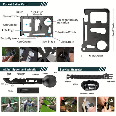 Survival Kit, 320pcs Survival Emergency Gear And Supplies with First Aid Kit Pouch, Emergency Kit with Tent, Camping Axe Hammer, Survival Shovel for Earthquake, Outdoor Adventure, Hiking, Hunting, Great Gift Idea for Men Wome