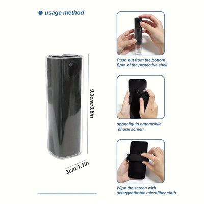 1pc, 2-in-1 Portable Phone Screen Cleaning Sprayer & Wiper, Multi-Purpose Screen Cleaning Tool for Mobile, Laptop, & Tablet