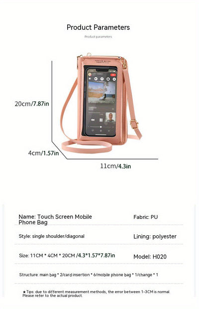 Touch Screen Mobile Phone Bag Female Cross Bag Anti-theft Multi-functional Shoulder Transparent Mini Small Bag Purse Mobile Phone Bag, Mommy Bag, Christmas, Halloween, Thanksgiving Day Gift