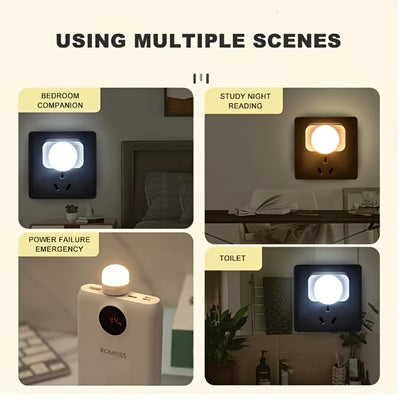 1pc Wireless Led Night Light With Usb Socket Mobile Power Charging Small Round Book Lamp Eye Protection Book Reading Bedroom Light