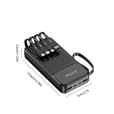 Universal Portable Phone Charger, Built-in Cable Large Capacity 20000mAh Mobile Power Supply, Easy And Fast USB Battery Pack External Phone Charger, Suitable For Samsung, IPhone, IPad, Etc