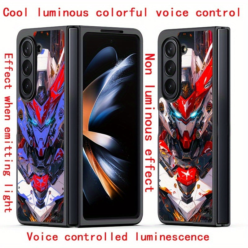 Cool Red Mecha Colorful Intelligent Voice-Controlled Luminous Mobile Phone Case Suitable for S24 Ultra/S22 Ultra/S23 Ultra/S21 Ultra/ip16promax/ip15promax/ip14promax/ip13promax Intelligent Luminous Voice-Controlled Mobile Pho
