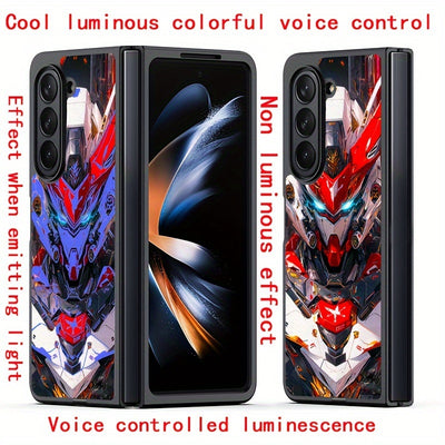Cool Red Mecha Colorful Intelligent Voice-Controlled Luminous Mobile Phone Case Suitable for S24 Ultra/S22 Ultra/S23 Ultra/S21 Ultra/ip16promax/ip15promax/ip14promax/ip13promax Intelligent Luminous Voice-Controlled Mobile Pho