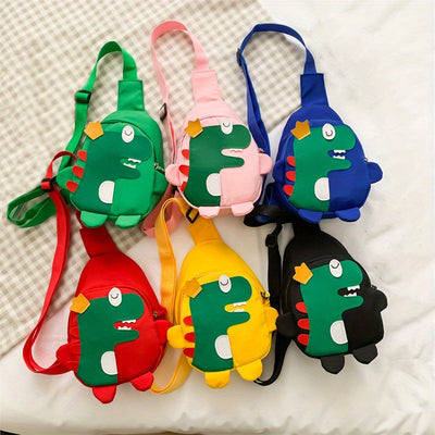[Cute Cartoon Chest Bag Messenger] Dinosaur Chest Bag Boys And Girls Fashion Shoulder Bag Messenger Bag Cartoon Cute Mobile Coin Purse