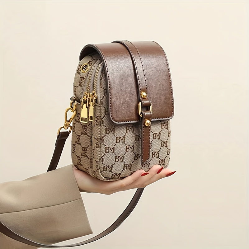 Retro Letter Pattern Crossbody Bag, Women&