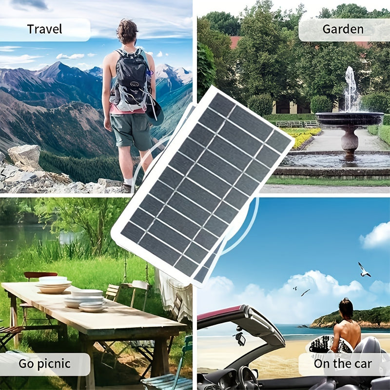 1pc Solar Portable Charging Panel Outdoor Waterproof Solar USB Charger Is Suitable For Outdoor Travel And Camping, Mobile Power, Mobile Phone Charging Bank, Flashlight, Fan