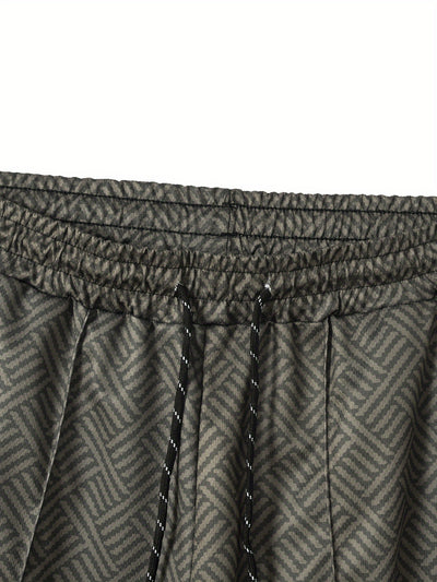 Mens 2Pcs Casual Summer Set - Breezy Short Sleeve Shirt with Matching Drawstring Shorts - Ideal for Vacation & Workout