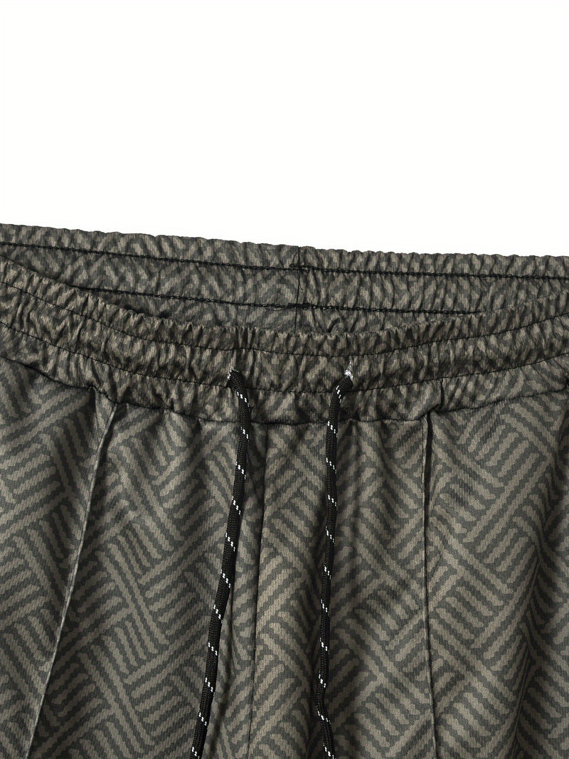 Mens 2Pcs Casual Summer Set - Breezy Short Sleeve Shirt with Matching Drawstring Shorts - Ideal for Vacation & Workout