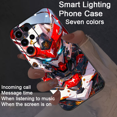 Cool Red Mecha Colorful Intelligent Voice-Controlled Luminous Mobile Phone Case Suitable for S24 Ultra/S22 Ultra/S23 Ultra/S21 Ultra/ip16promax/ip15promax/ip14promax/ip13promax Intelligent Luminous Voice-Controlled Mobile Pho