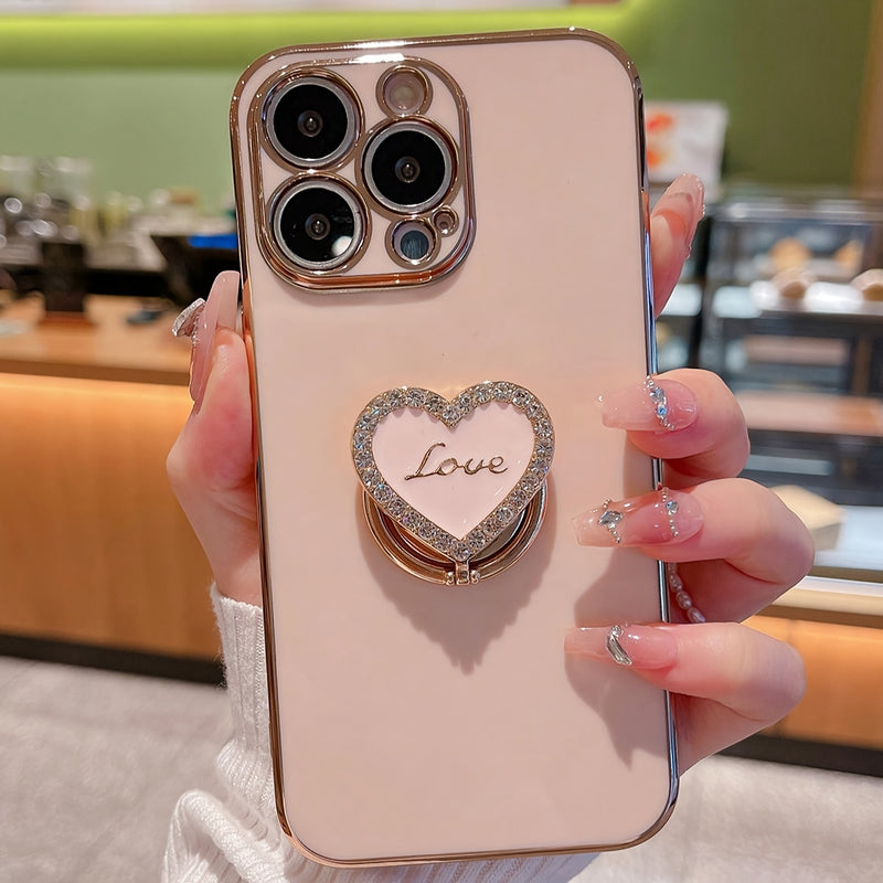 Mobile Phone Case With Electroplated Metal Folding Rotating Bracket Suitable For Iphone 7 8 XR XS 11 12 13 14 15 Pro Max Plus