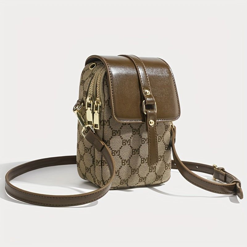 Retro Letter Pattern Crossbody Bag, Women&