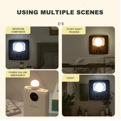 1pc Wireless Led Night Light With Usb Socket Mobile Power Charging Small Round Book Lamp Eye Protection Book Reading Bedroom Light