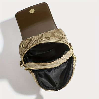 Retro Letter Pattern Crossbody Bag, Women's Flap Mobile Phone Bag, Multi Layer Shoulder Coin Purse