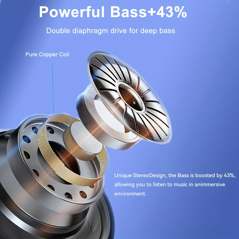 Headphones Wireless Wireless 5.3 with LED Power Display 120H In-Ear 2024 Waterproof Sports Wireless Headphones with Noise Reduction Microphone for iOS/Android Can Charge Mobile Phone Black