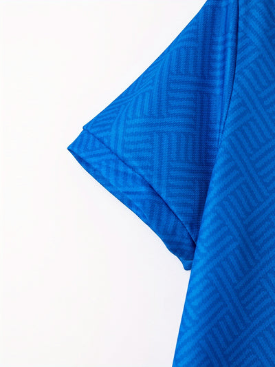 Mens 2Pcs Casual Summer Set - Breezy Short Sleeve Shirt with Matching Drawstring Shorts - Ideal for Vacation & Workout