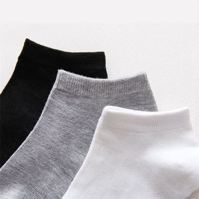 5 Pairs Couple'S Invisible Socks, Solid Color, Breathable Thin Polyester 95% Spandex 5% Knit Fabric, Hand Washable, 200g/m² - Black, White, Grey