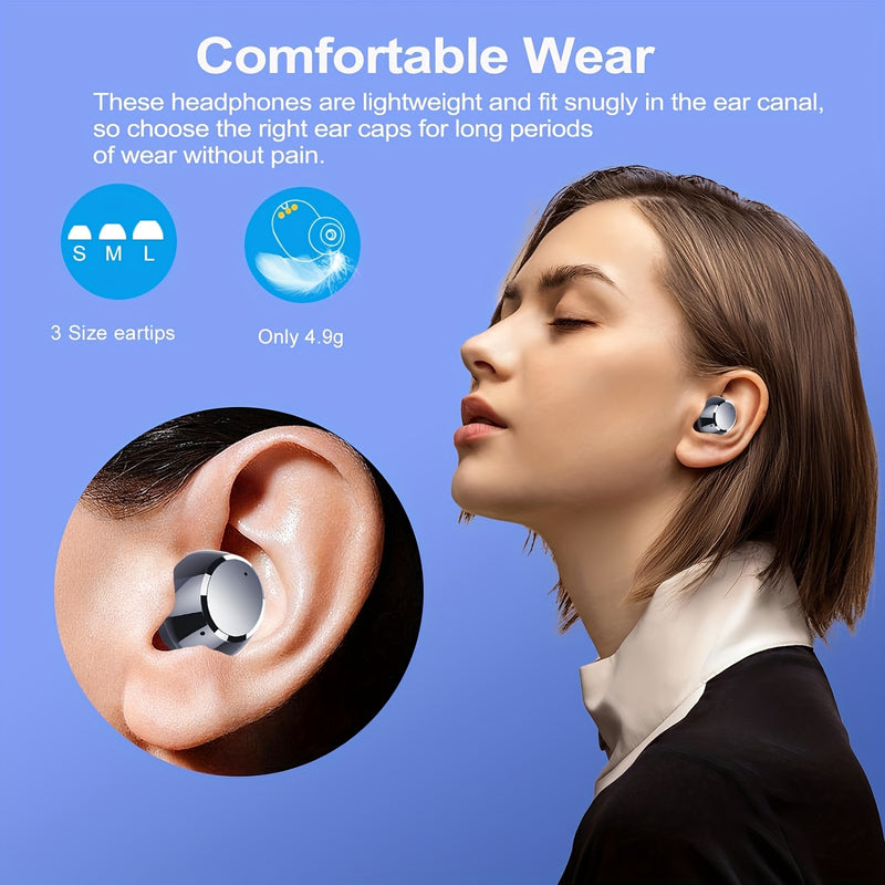 Headphones Wireless Wireless 5.3 with LED Power Display 120H In-Ear 2024 Waterproof Sports Wireless Headphones with Noise Reduction Microphone for iOS/Android Can Charge Mobile Phone Black