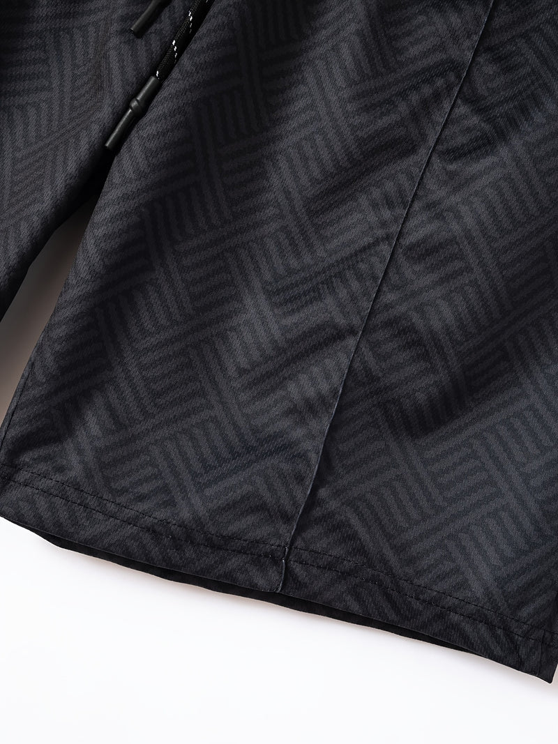 Mens 2Pcs Casual Summer Set - Breezy Short Sleeve Shirt with Matching Drawstring Shorts - Ideal for Vacation & Workout