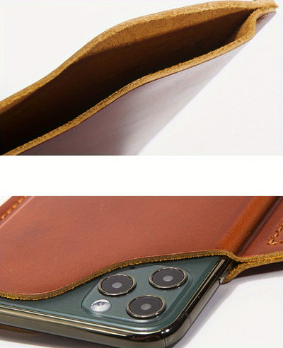 Premium Genuine Leather Retro Phone Pouch - Ultra-Slim, Hands-Free, Belt Hanging - Durable & Stylish Outdoor Mobile Phone Bag with Anti-Theft Design
