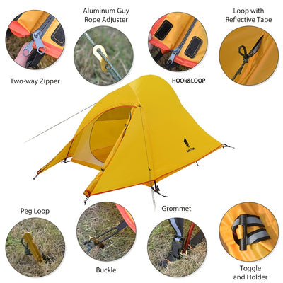 GEERTOP 2-Person Camping Tent, 3-4 Season Double Dome Tent, Ultralight for Outdoor Backpacking Hiking