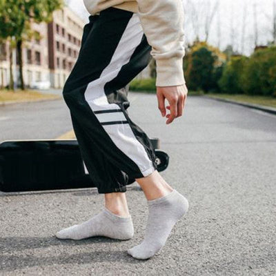 5 Pairs Couple'S Invisible Socks, Solid Color, Breathable Thin Polyester 95% Spandex 5% Knit Fabric, Hand Washable, 200g/m² - Black, White, Grey