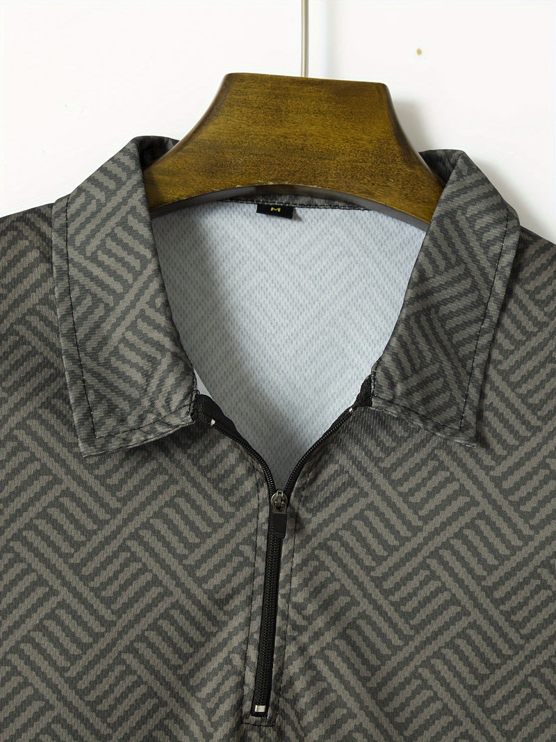 Mens 2Pcs Casual Summer Set - Breezy Short Sleeve Shirt with Matching Drawstring Shorts - Ideal for Vacation & Workout