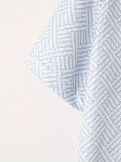 Mens 2Pcs Casual Summer Set - Breezy Short Sleeve Shirt with Matching Drawstring Shorts - Ideal for Vacation & Workout